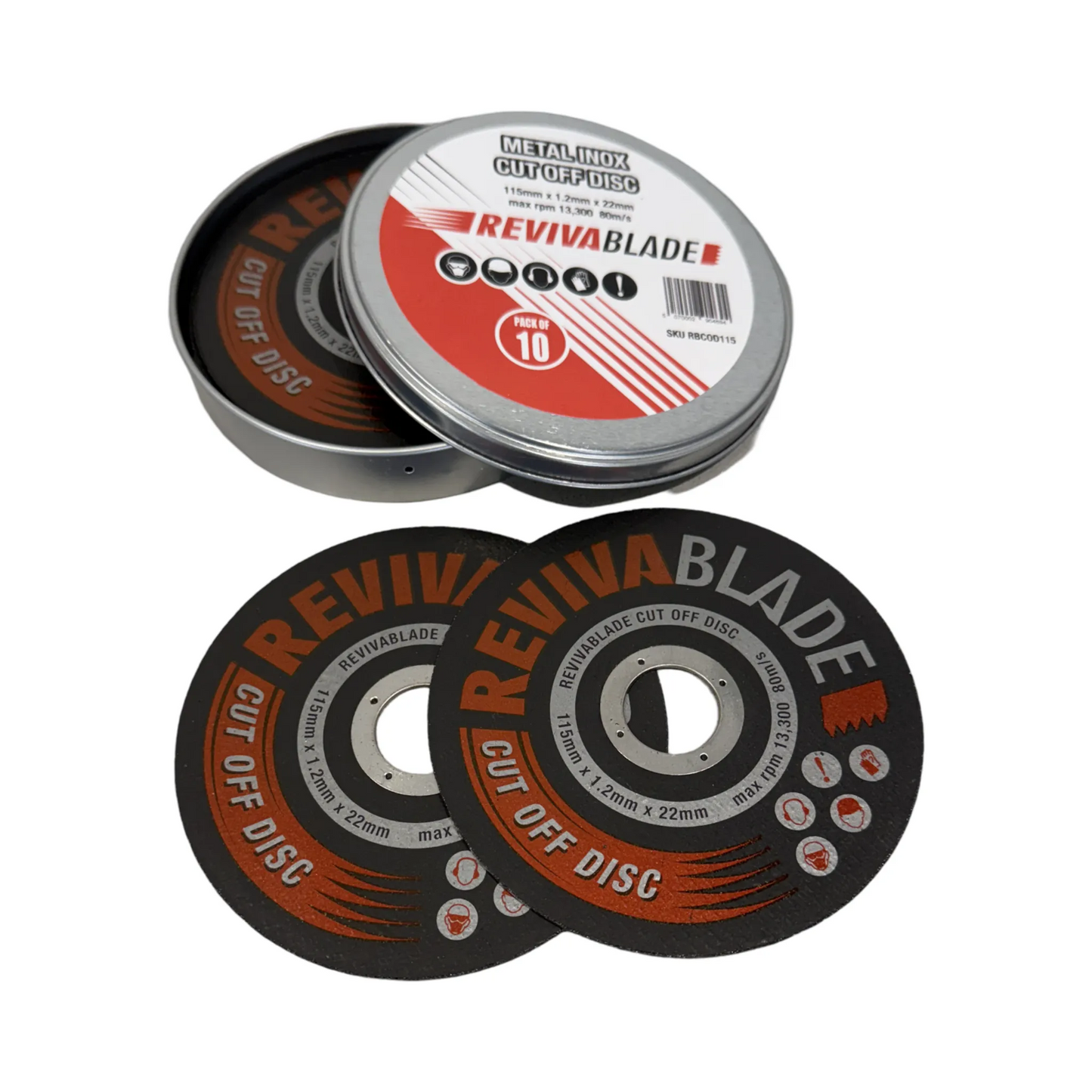 Revivalblade 115mm cut-off discs with packaging on a white background