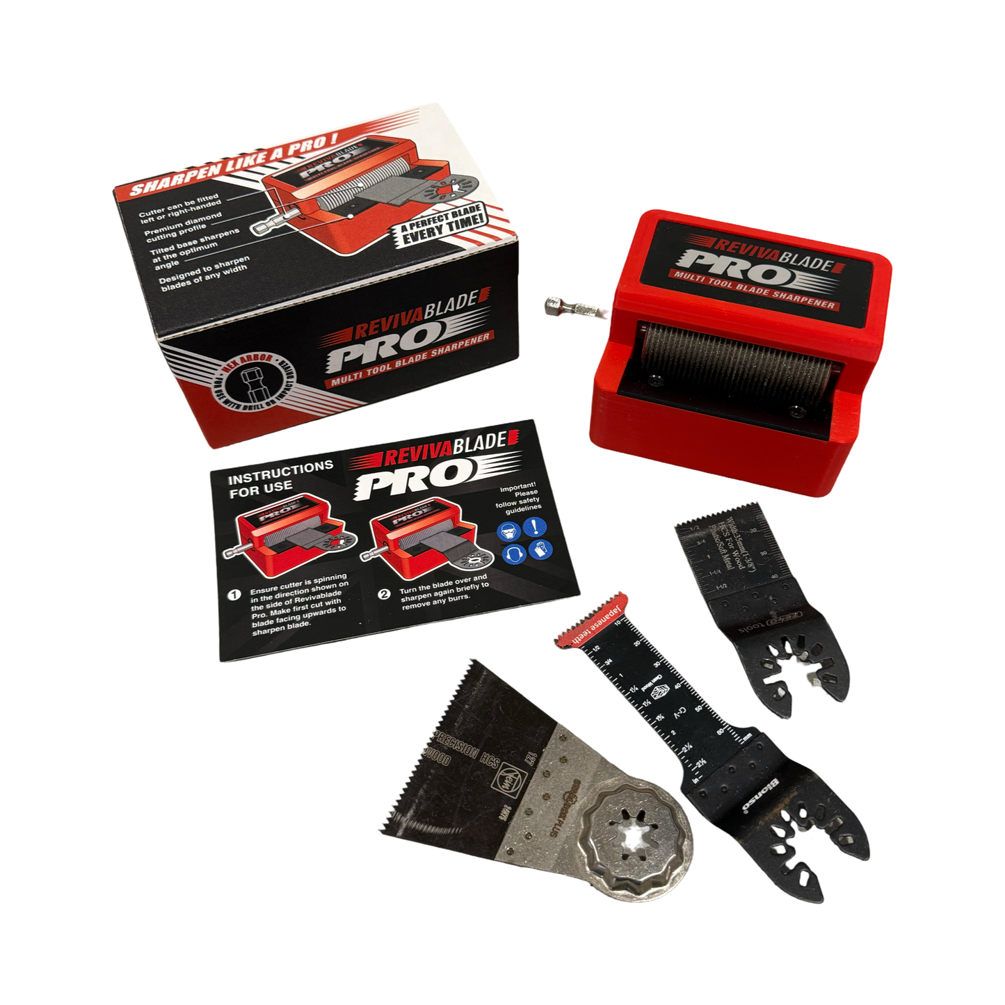 Revivablade® Pro NEW…….Cordless Drill Powered Professional Multitool Blade Sharpener