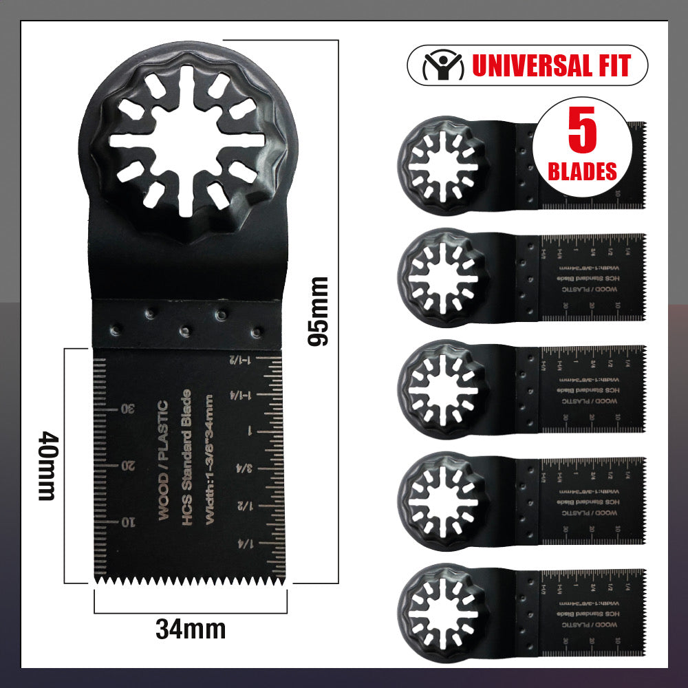 Oscillating multi-tool blades pack of five in packaging