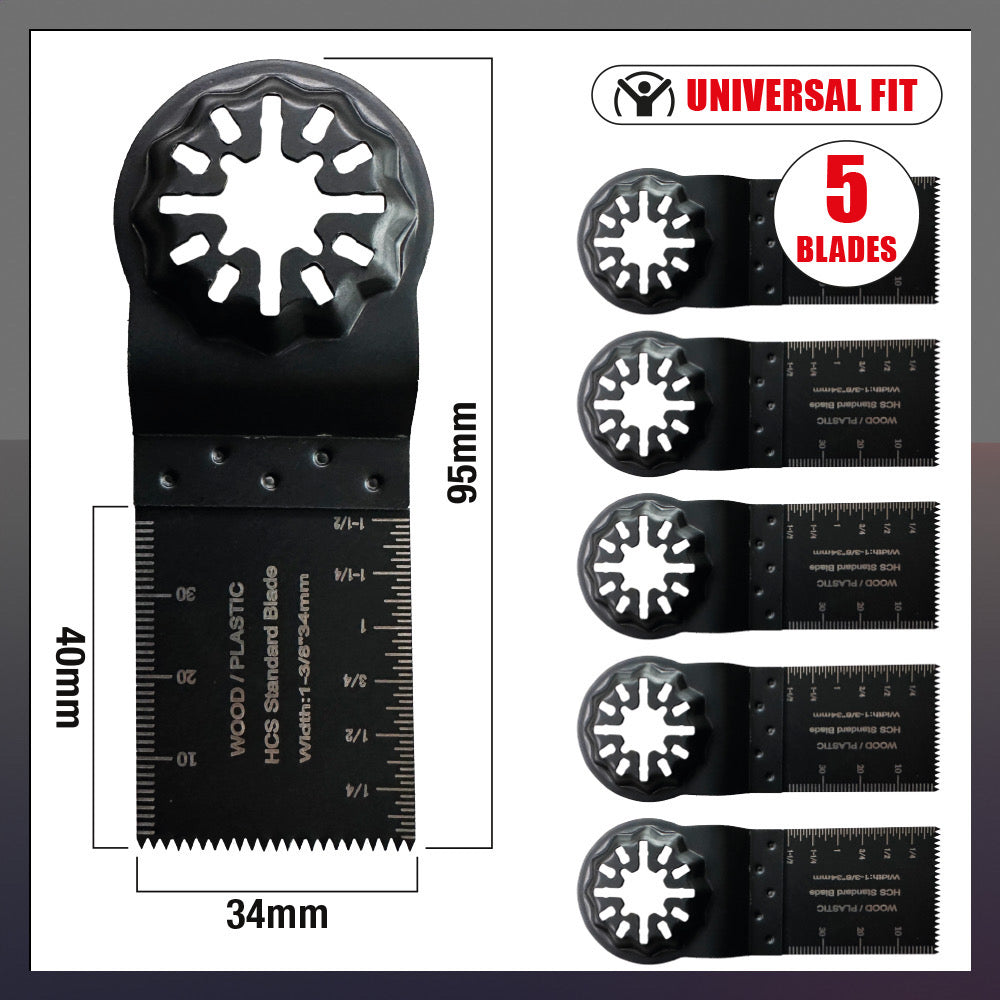 Pack of five professional multi-tool blades in packaging