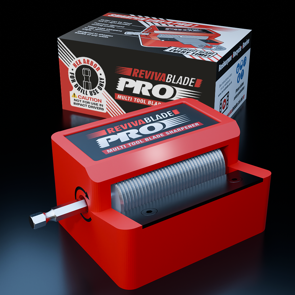 Revivablade® Pro NEW…….Cordless Drill Powered Professional Multitool Blade Sharpener