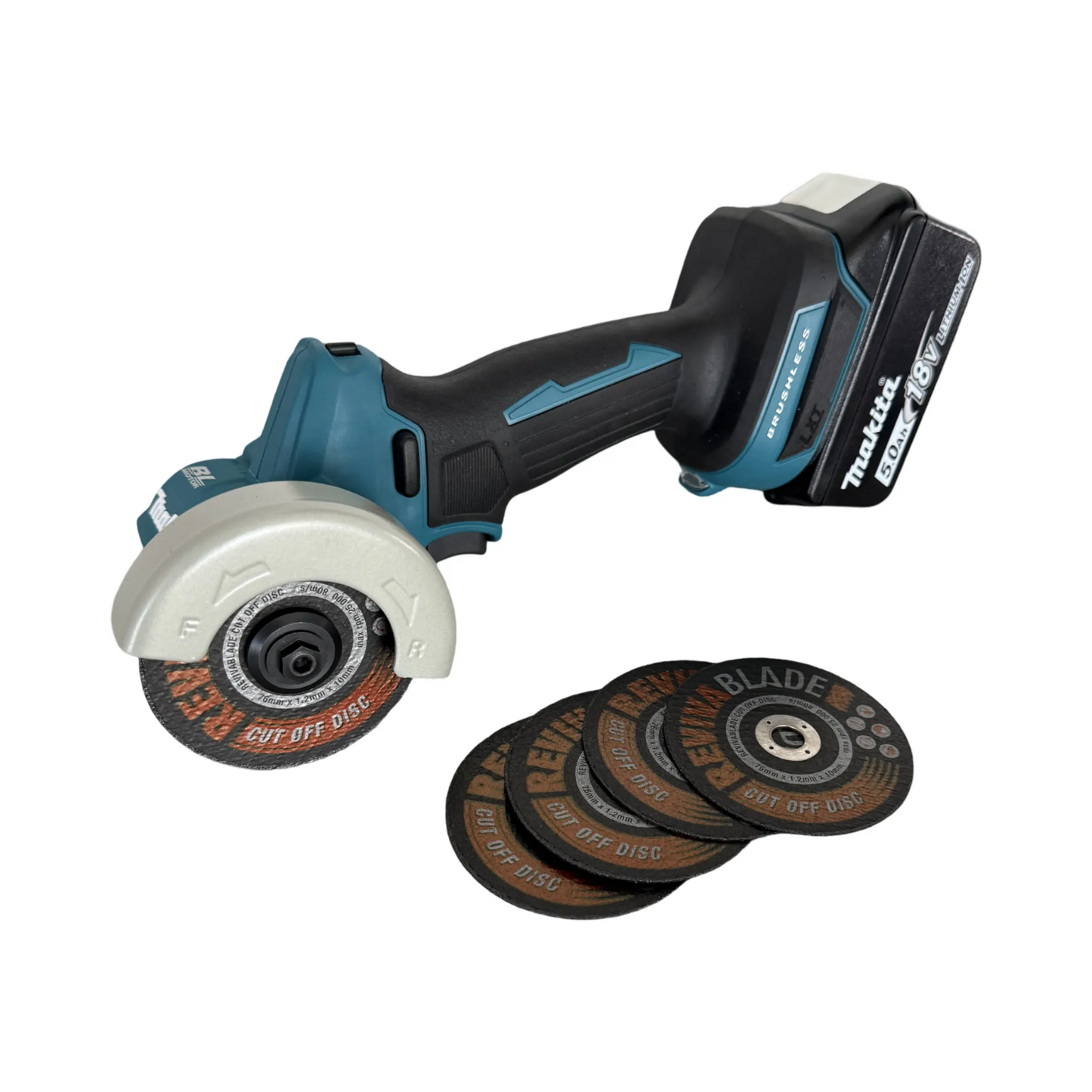 Makita cut off tool with Revivablade 76mm discs