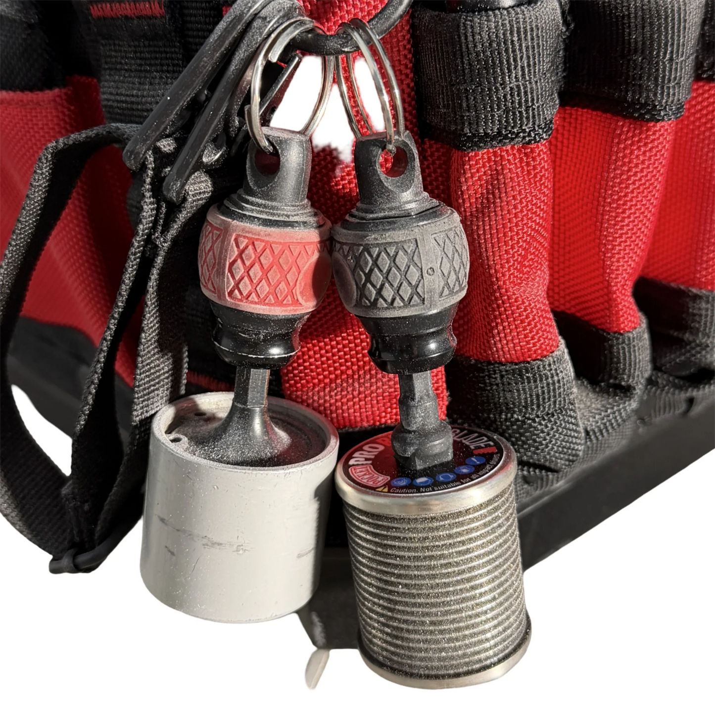 Pocket Pro hanging on the side of a tool bag