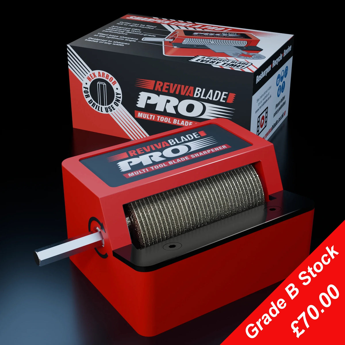 Revivablade Pro Grade B multi-tool blade sharpener with CBN sharpening drum – £70 Grade B stock