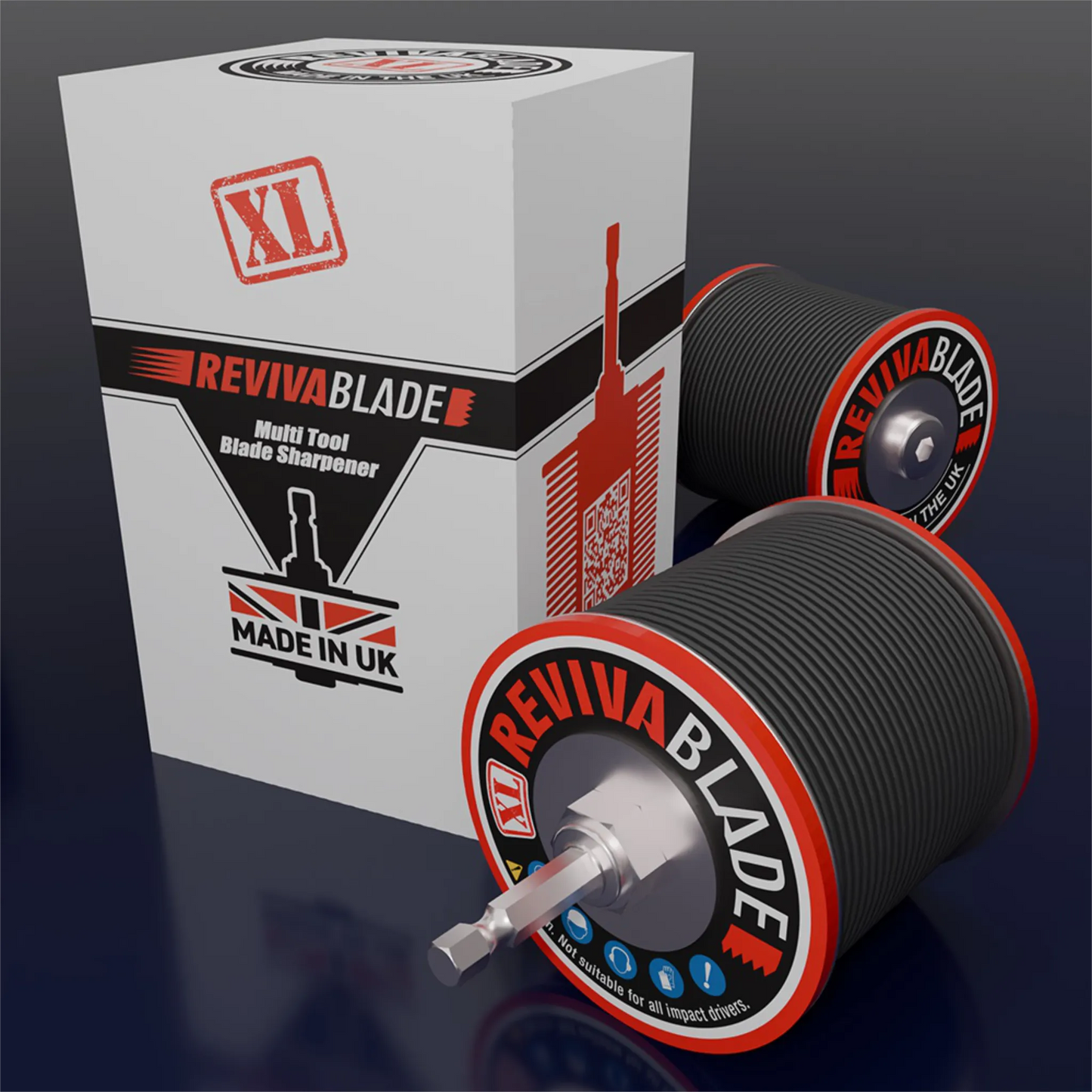 Revivablade multi-tool blade sharpener with packaging