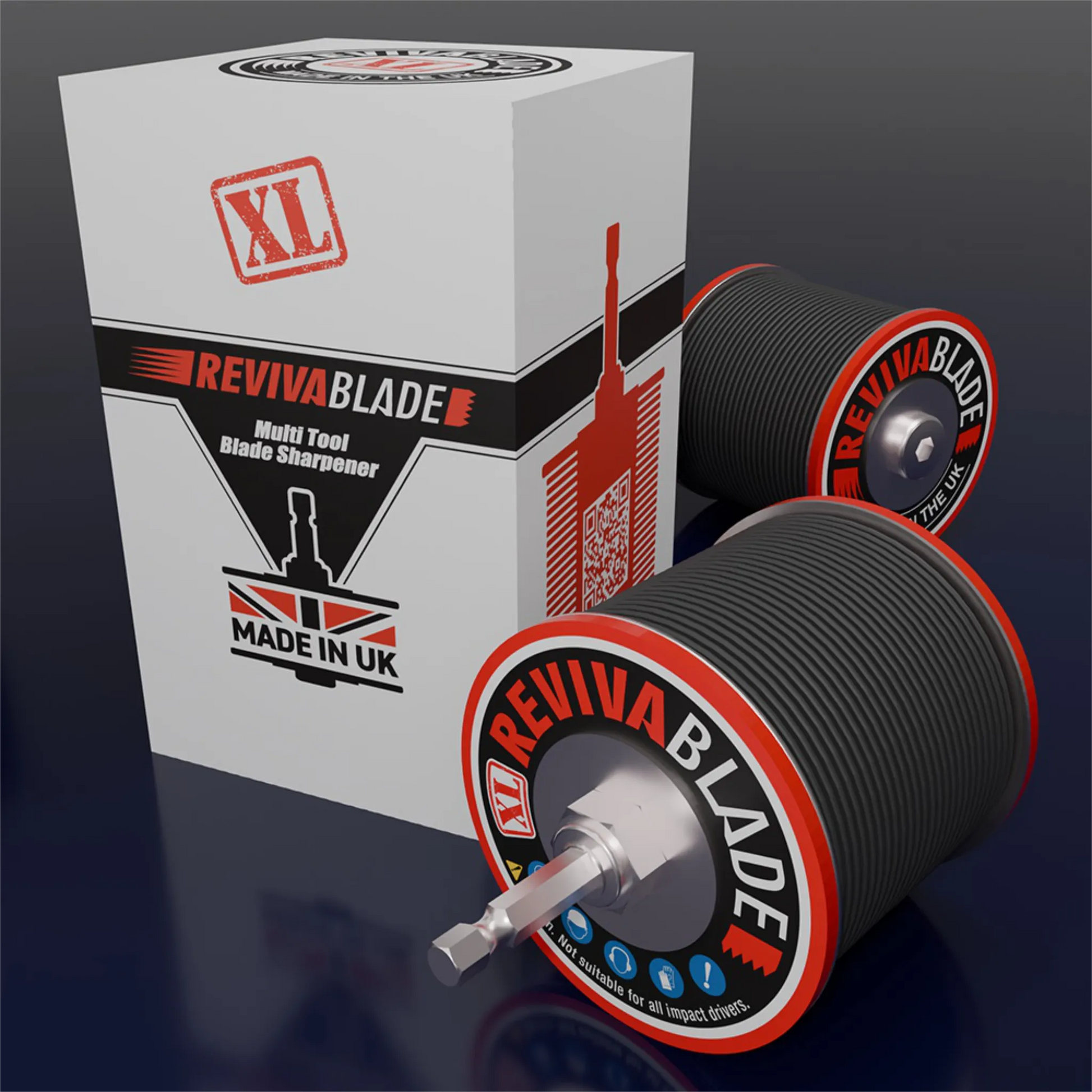 Revivablade multi-tool blade sharpener with packaging