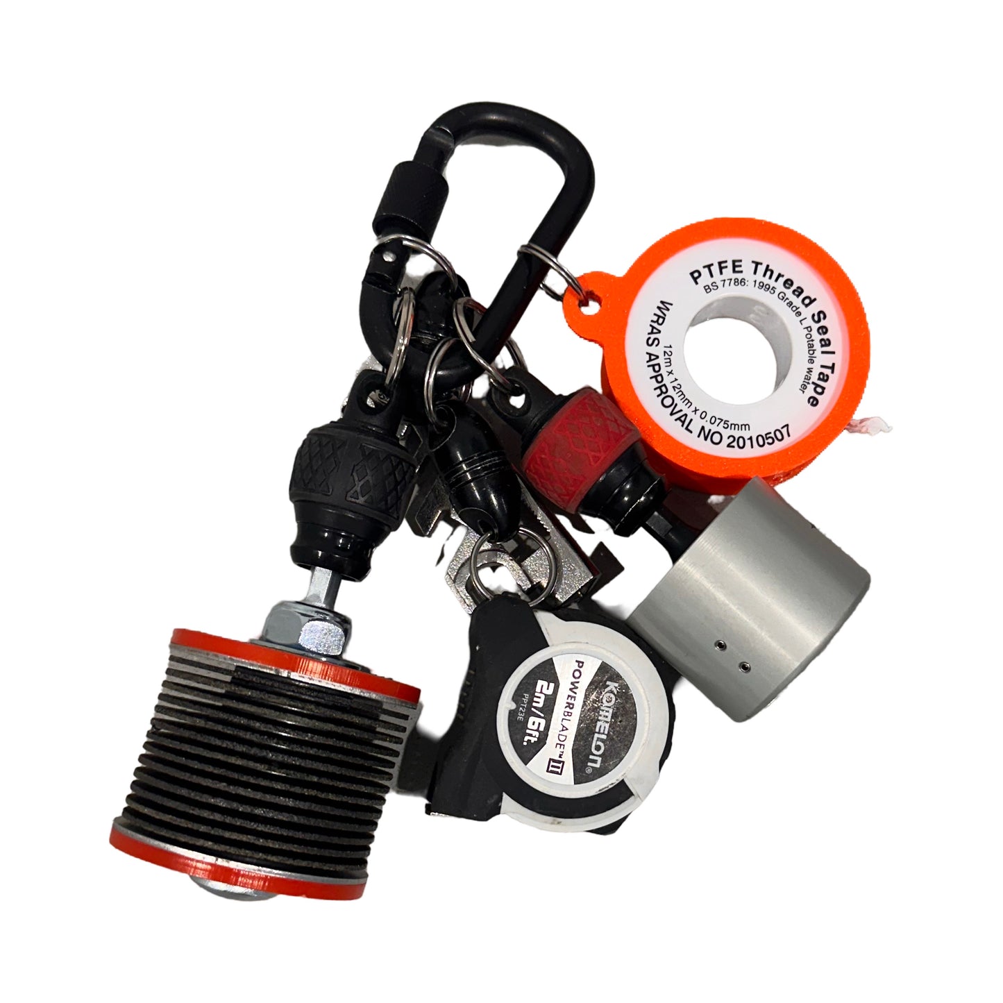 Compact Revivablade XS blade sharpener hanging from carabiner