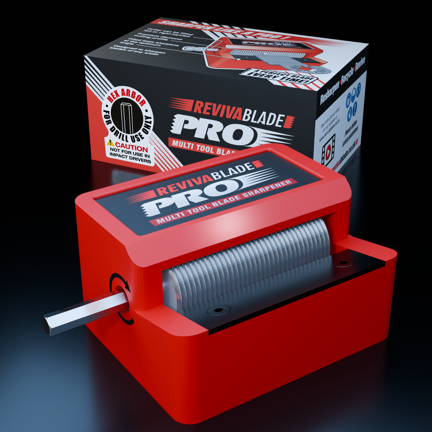 Revivablade® Pro NEW…….Cordless Drill Powered Professional Multitool Blade Sharpener (BACK ORDER Delivery End Of January)